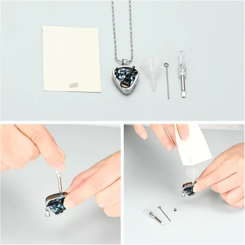 Miniatura 5 de Imrsanl Joyería de cremación para cenizas, colgante de acero inoxidable, guitarra musical, púa de guitarra, recuerdo de cremación, collar de urna