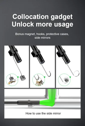 Miniatura 8 de Cámara endoscopio HD 1920P de 9.8 pies con luz, boroscopio con 8 luces LED ajustables, USB tipo C, cámara de inspección con cable de serpiente