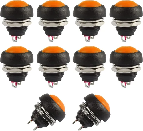Miniatura 12 de Ampper Mini interruptores momentáneos de botón, 2 pines de encendido y apagado 1A, 250 V, CA, 0.276 in, redondo, SPST, interruptor de botón Negro