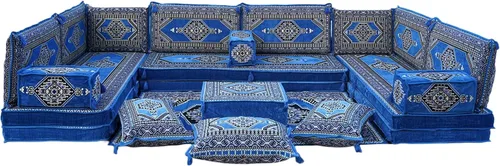 Miniatura 19 de arabicsofa Cojines de piso árabe en forma de U – Sofá tradicional Majlis con sofá otomano