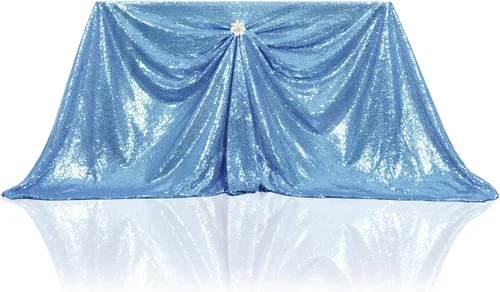 Miniatura 134 de PartyDelight Mantel de lentejuelas redondo de 50 pulgadas, color dorado claro, adorno de mesa para decoración de bodas, fiestas, cumpleaños