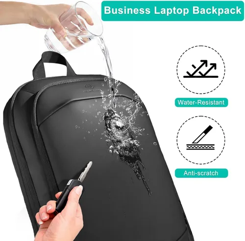 Miniatura 3 de hk Mochila de negocios para hombres de 15.6 pulgadas, delgada y expandible, impermeable, mochila de viaje para laptop, bolsa de trabajo ligera