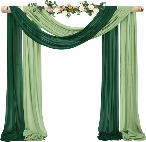 Miniatura 40 de Cortinas de arco de boda, 8 paneles de 28" x 20 pies, cortinas de tela de gasa blanca para ceremonia y recepción Blanco