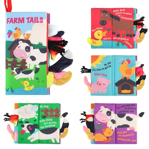 Miniatura 8 de beiens - Libros de tela para bebés, libro táctil y crujiente para bebés de 0-3-6-12-18 meses, juguetes blandos interactivos para cochecitos