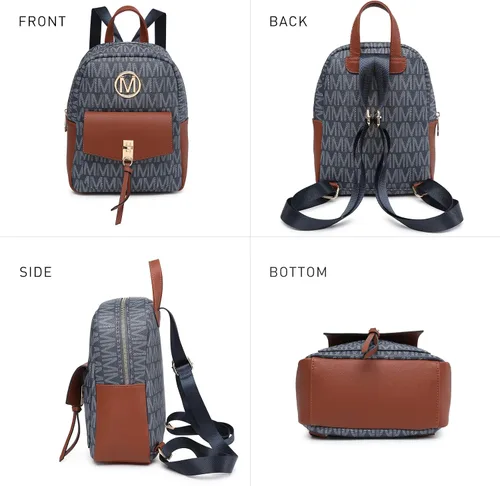 Miniatura 5 de MKP - Mochila pequeña para mujer, bolso de hombro con borla y dije, Azul oscuro, Mochilas Daypack