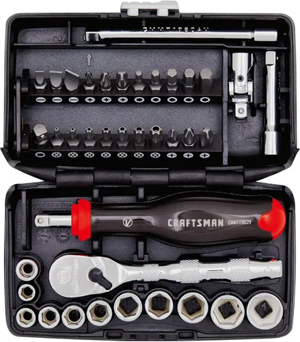 CRAFTSMAN Juego de llaves tubo hexagonales V-SERIES y juego de puntas de destornillador, SAE, 1/4" de transmisión, 38 piezas (CMMT45750V)