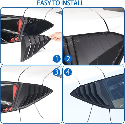 Miniatura 6 de Cubierta de rejilla para ventana lateral trasera compatible con Chevrolet Corvette C8 2020-2025, cubierta de moldura de persianas de ventana Mate