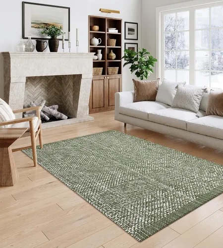 Miniatura 46 de LEEVAN - Alfombras lavables para cocina de 3 x 5 pies, alfombra de color crema para dormitorio, alfombra de algodón tejida para entrada, alfombra