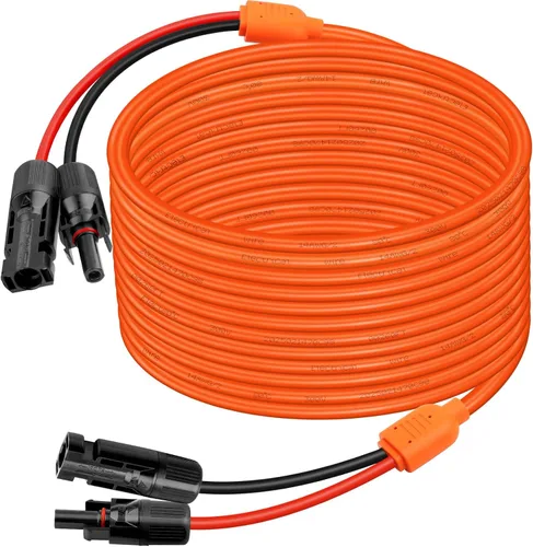 Miniatura 8 de XRDS -RF Cable de extensión solar de 5 pies, cobre estañado de 14AWG con conectores de panel solar, cables de derivación rojo y negro de 10AWG
