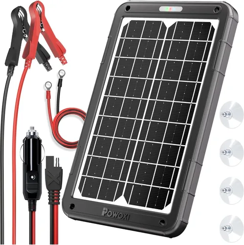 Miniatura 10 de POWOXI - Cargador de batería solar mejorado de 20 W y mantenedor, controlador de carga PWM de 3 etapas inteligente externo, kit de carga por goteo