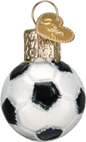Old World Christmas Gumdrops - Mini bola de fútbol soplada de cristal para árbol de Navidad, decoración navideña hecha a mano, colección deportiva