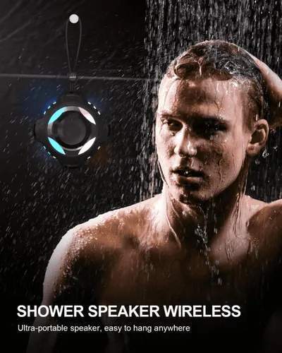 Miniatura 6 de Comiso - Altavoz impermeable con graves robustos, altavoz de ducha con luz dinámica, modo TWS, sonido HD fuerte, impermeable IP67, 2000mAh