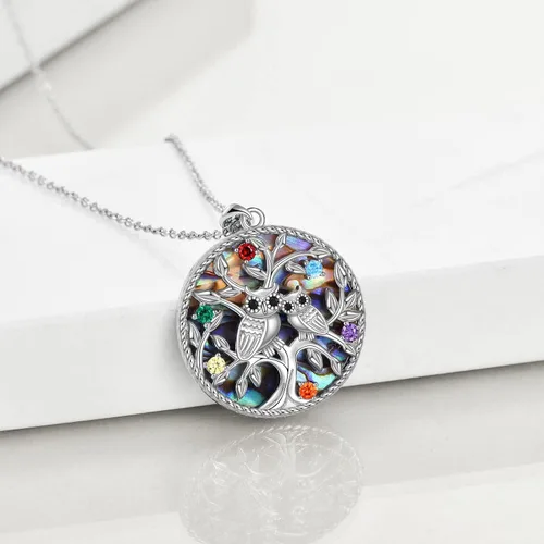 Miniatura 4 de ONEFINITY Collar de plata de ley con diseño de árbol de la vida, diseño de búho, regalo de joyería para mujer