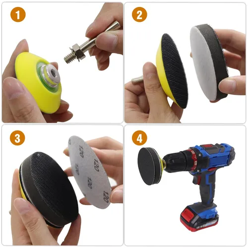 Miniatura 6 de MAXMAN 30 discos de lijado de 3 pulgadas, 60 granos gancho y bucle papel de lija profesional de carburo de silicio, húmedo seco pulido para madera