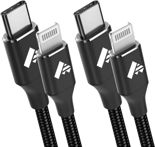 Miniatura 9 de Cable USB C a Lightning, paquete de 2 cables de carga de 10 pies, cable de carga trenzado extra largo para iPhone 14 13 12 11Pro Max Mini XS XR X 8