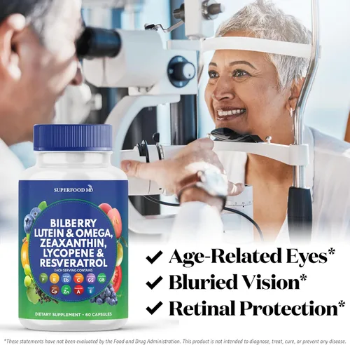 Miniatura 3 de Superfood MD Vitaminas para la salud ocular con arándano luteína y zeaxantina licopeno 40 mg resveratrol extracto de semilla de uva Astaxantina