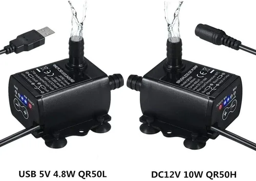 Miniatura 3 de Mini bomba de agua, mini bomba sumergible de 4 velocidades, bomba de agua de regulación de 4 velocidades, DC 12V USB 5V bomba sin escobillas (QR50H)