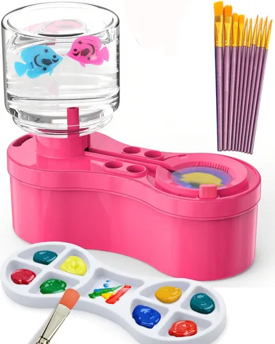 Miniatura 9 de Limpiadores de pinceles, con paleta de pintura y soporte para pinceles para acuarela/óleo, acrílico y pinturas a base de agua, estación de pintura