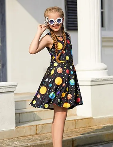 Miniatura 2 de Ahegao Vestidos florales sin mangas para niña, vestido de una pieza para la escuela casual de 4 a 13 años