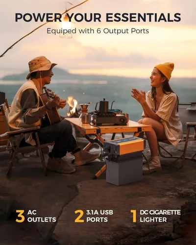 Miniatura 6 de Ampeak Inversor de potencia de 1500 W, 6.2 A, puertos USB duales, 3 salidas AC, inversor de corriente continua de 12 V a CA 110 V, puerto