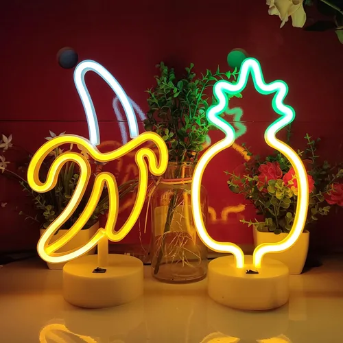 Miniatura 4 de JYWJ Letreros de neón con base de soporte, luz de neón alimentada por USB o 3 pilas AA, decoración de mesa LED, decoración de pared de dormitorio