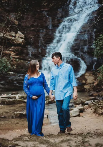 Miniatura 3 de Molliya - Vestido largo de maternidad de encaje y hombros descubiertos Maxi vestido elegante elástico, para baby shower y sesión de fotografías