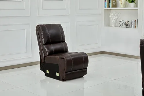 Miniatura 7 de Betsy Furniture Servidumbre De Cuero Marrón Modular Reclinado Seccional 8061 (Marrón, Consola)