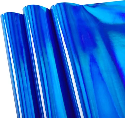 Miniatura 2 de HGUAN Tela de vinilo holográfica de 7.8 x 53 pulgadas, 1 rollo de hojas de piel sintética adecuadas para lazos, aretes de cuero y otros artículos