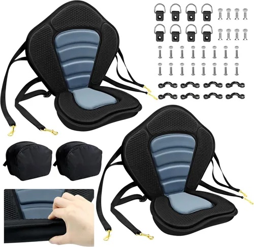 Miniatura 7 de Asiento de kayak acolchado de lujo para barco de pesca, asiento de canoa sentado en la parte superior, cómodo soporte de respaldo universal