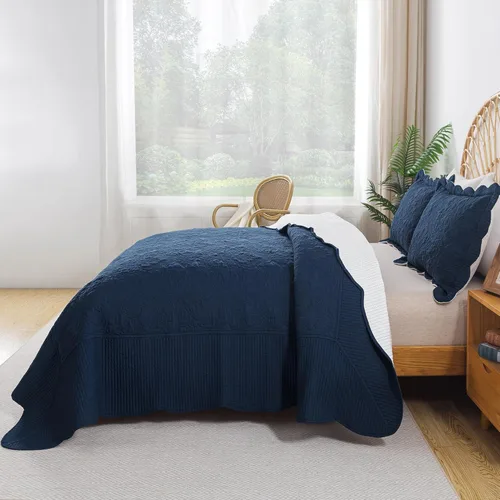 Miniatura 168 de HoneiLife - Juego de colcha de tamaño Queen, juego de ropa de cama de pana bordada de 3 piezas, colcha de lujo, ligera, cálida, para todas las Pana