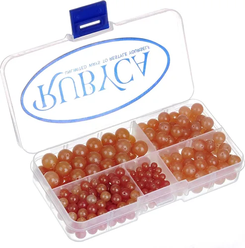 Miniatura 5 de RUBYCA Natural negro lava piedras preciosas redondas sueltas cuentas organizador caja de plástico fabricación de joyas mezcla tamaños