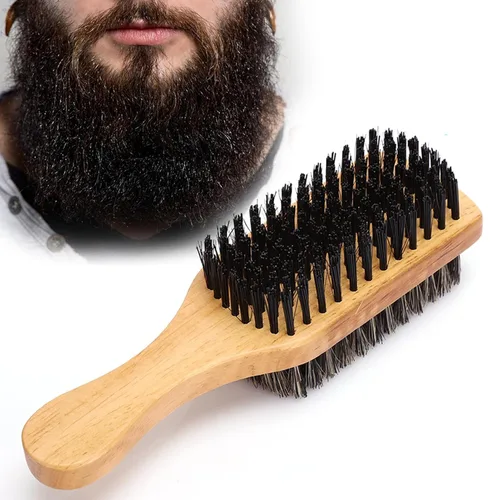 Miniatura 8 de Cepillo de barba de madera para bigote,Cepillo de barba de doble cara,Cepillo profesional para barba Brochas de afeitadoAccesorios de afeitado