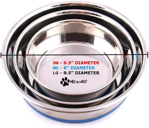 Miniatura 6 de Pack de cuencos para perros de acero inoxidable antideslizantes de Max and Neo