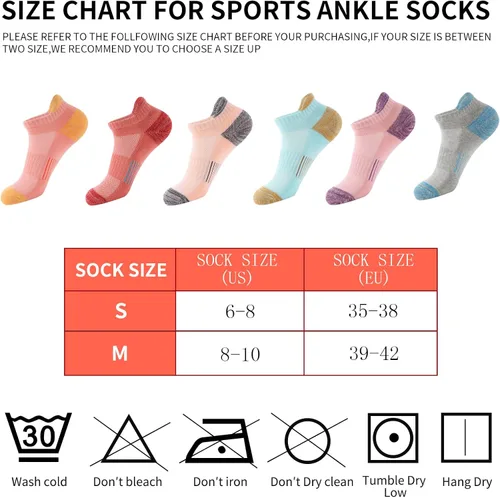 Miniatura 6 de BUDERMMY Calcetines de tobillo para mujer atléticos de algodón acolchados 6 pares de calcetines de entrenamiento para mujer