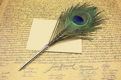 Miniatura 4 de Juego de bolígrafos de plumas de pavo real, bolígrafo de plumas de escritura vintage como regalo de cumpleaños y Navidad para todos