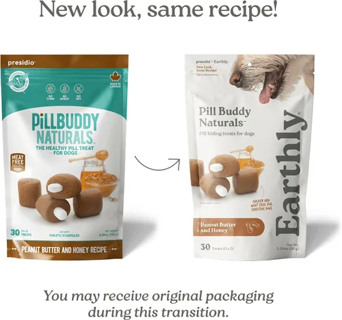 Miniatura 2 de Presidio Earthly Pill Buddy Naturals – PB & Honey Receta píldora oculta golosinas para perros – Haz un bolsillo o bolsa perfecta para ocultar