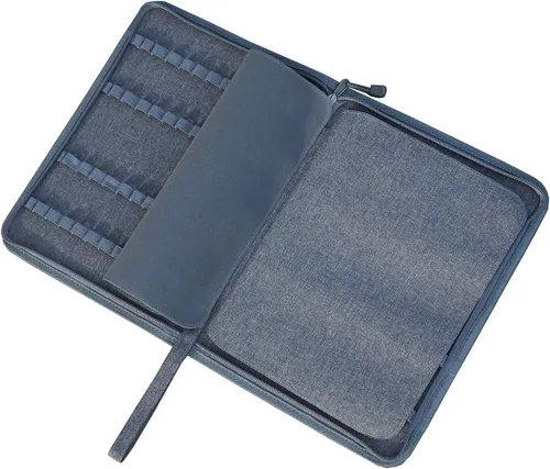 erofa Estuche para pluma estilográfica de 48 ranuras, gris, de lona, soporte para bolígrafos, bolsa de exhibición y almacenamiento de gran Gris-48
