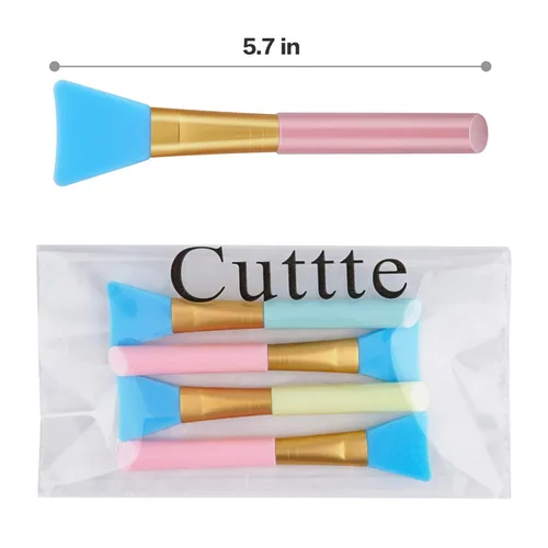 Miniatura 6 de Cuttte 4 aplicadores de máscara facial de silicona, aplicador de máscaras faciales flexibles, herramientas hidratantes sin pelo, cepillos faciales
