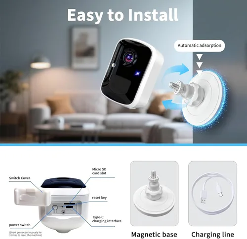 Miniatura 6 de Cámaras de seguridad inalámbricas Goalake, cámara WiFi alimentada por batería de 3MP con detección de movimiento AI, conversación de 2 vías, foco