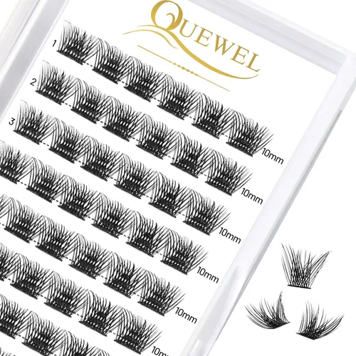 Miniatura 66 de QUEWEL Kit de extensión de pestañas DIY, racimos de pestañas 3D con 280 piezas, racimos de pestañas mixtas de 10-16 mm (30+40+50D), pinzas