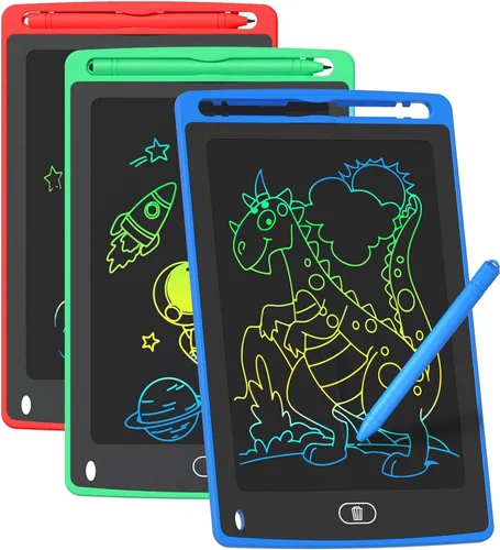 Paquete de 3 tabletas de escritura LCD para niños, tableta de dibujo de garabatos colorida de 8.5 pulgadas, juguetes educativos de aprendizaje,