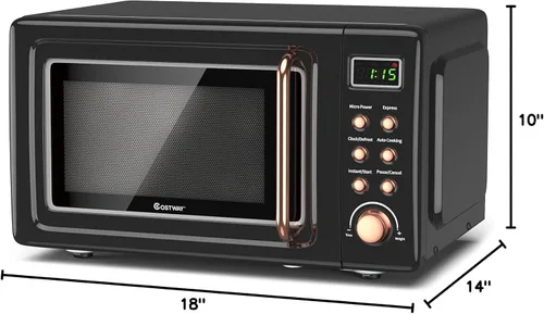 Miniatura 11 de Horno microondas retro para encimera, grande de 0.7 pies cúbicos, 700 vatios, encimera de acero laminado en frío con ajuste de tiempo, placa