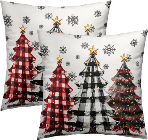 Miniatura 38 de Fundas de Almohada de Bosque de Pinos 22x22 Juego de 2, Fundas de Almohada Decorativas de Árboles de Abeto y Cedro Verde Nieve Beige de Invierno