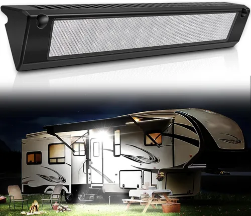 Luz LED para porche exterior de casa rodante, impermeable, 10-30 V CC, baja corriente, accesorio de iluminación de 13 pulgadas, 90 W, 2800 lúmenes,
