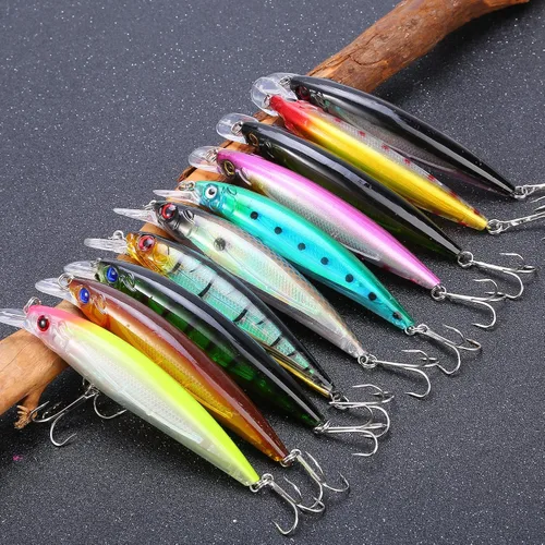 Miniatura 5 de Sougayilang Juego de señuelos de pesca Crankbaits, cebos duros, cebos de natación, para bote, para superficie, señuelos para trucha, lubina, perca
