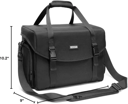 Miniatura 10 de CADeN Bolsa de hombro para cámara con soporte para trípode compatible con Nikon, Canon, Sony, cámaras DSLR SLR sin espejo impermeable (negro, grande)