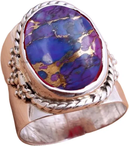Miniatura 24 de Anillo de plata de ley 925 con piedras preciosas ovaladas auténticas, hecho a mano, hermoso regalo de Navidad para ella