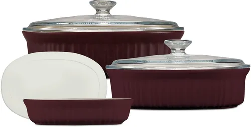 Juego de ollas de cerámica CorningWare con tapas resistentes a las astillas y grietas, apto para microondas, lavavajillas, horno, congelador y