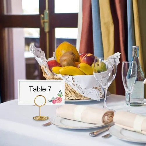 Miniatura 4 de Toncoo 100 tarjetas de lugar, elegantes tarjetas de mesa con flores, tarjetas de asiento de textura rústica, tarjetas de identificación de papel
