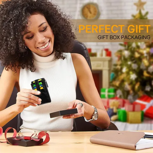 Miniatura 6 de Huztencor Tarjetero de crédito para mujer, cartera pequeña RFID para mujer, delgada, funda para tarjetas con cremallera múltiple con llavero